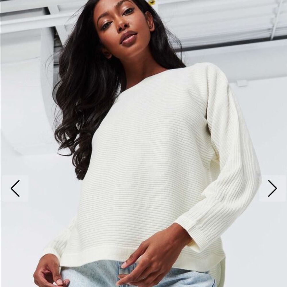 Ardene Cream Ribbed Crewneck Sweater